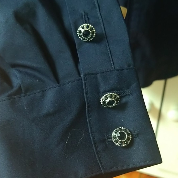 NWT NY&C Navy Blue Jewel Button-Up XS - Picture 4 of 6